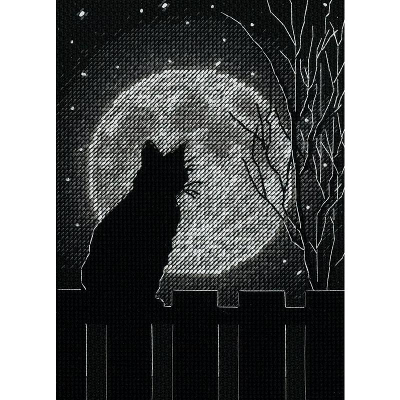Dimensions クロスステッチキット 猫 月夜 Black Moon Cat シルエット