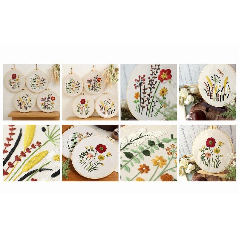 刺繍キット 花 ナチュラルシリーズPart2 全4種類 日本語説明書付き
