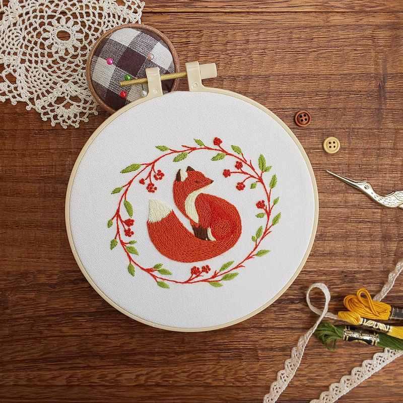 刺繍キット キツネ Fox 狐 可愛い動物 おすすめ 日本語説明書付き 初級