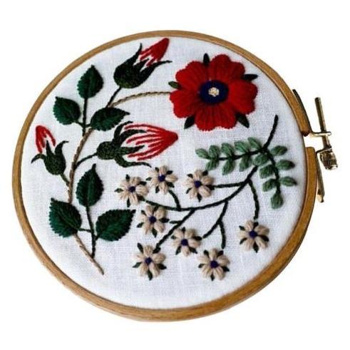 フランス刺繍キット 初心者 赤い花と白い花 プラスチック製の枠付き 初心者 初級 Fre 1001 1 クロスステッチキット シフォン 通販 Yahoo ショッピング