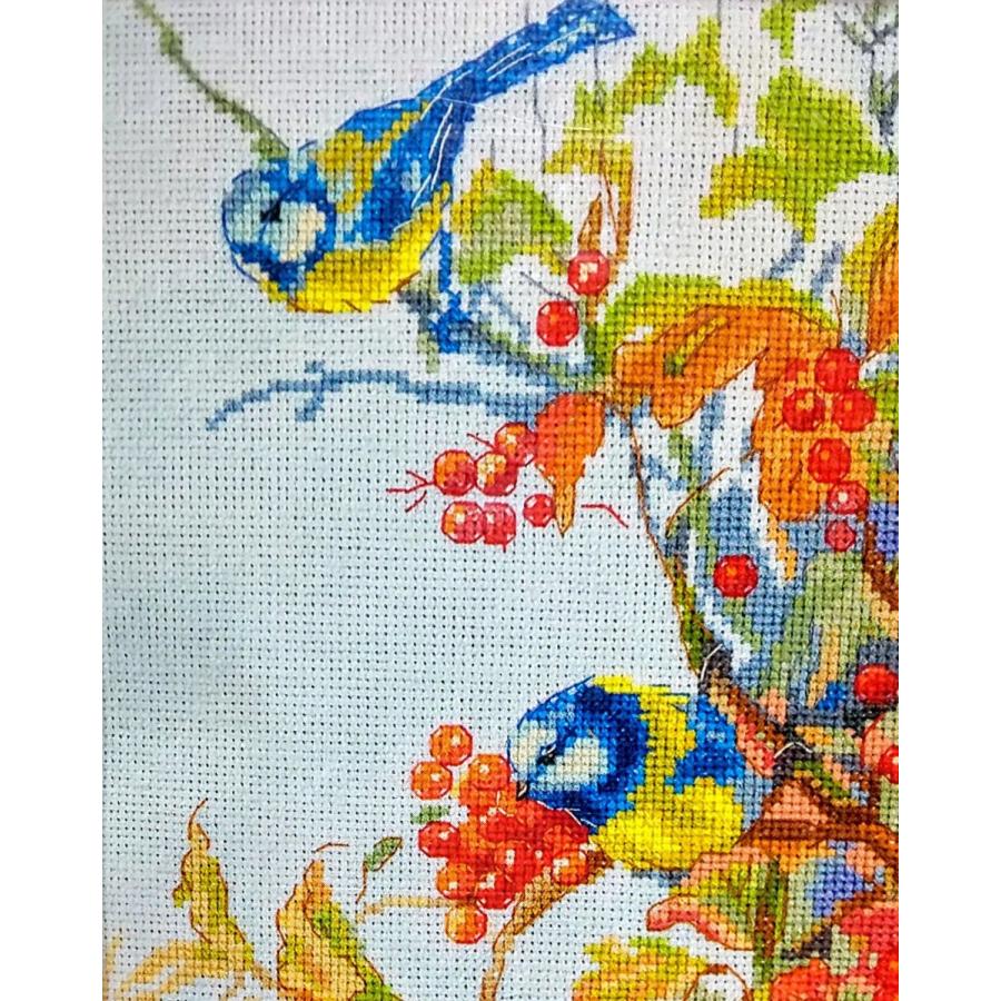 PANNA クロスステッチキット 赤い実とリスと小鳥 可愛い 青い鳥 刺繍