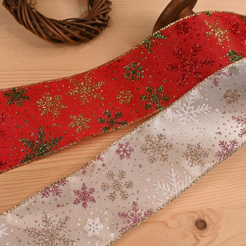 リボン SUシャイニースノー (1m単位) 63mm巾 クリスマス キラキラ