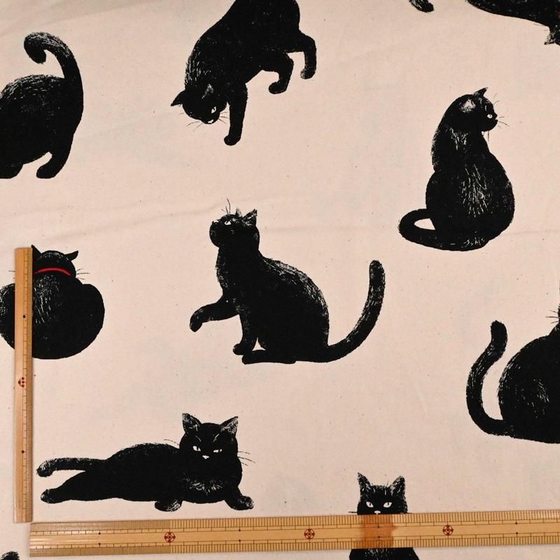 オックス プリント 生地 (50cm単位) AP45109-D 黒猫 クロネコ オックス プリント 生地 (50cm単位) AP45109-D 黒猫 クロネコ