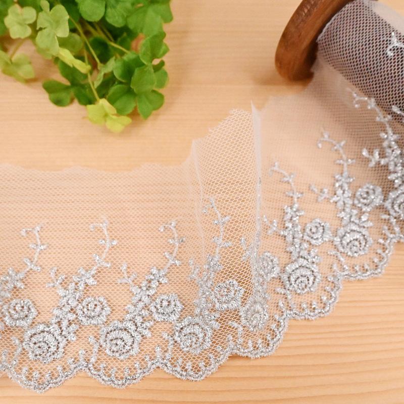 チュールレース (1m単位) Z-1393 S シルバー チュール レース 装飾