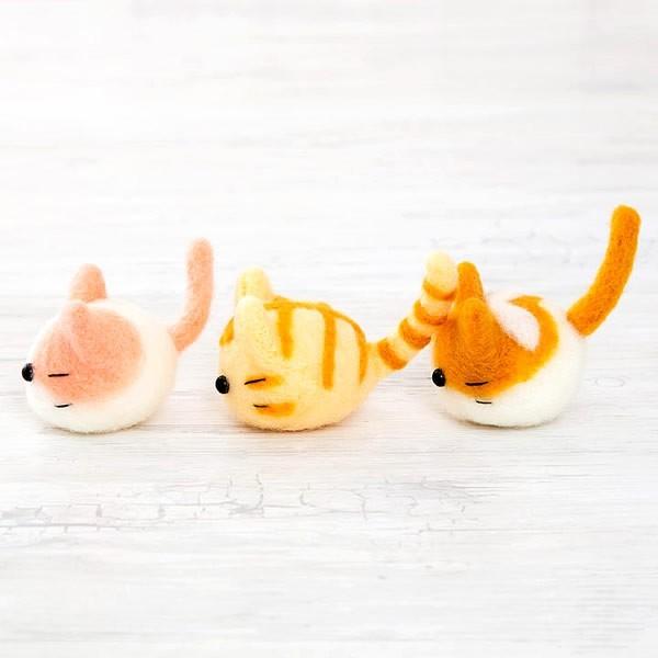 羊毛フェルトキット アクレーヌで作る なかよし 三つ子のにゃんころ み
