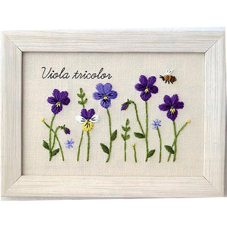 青木和子 刺繍キット 12か月の植物手帖 Viola tricolor（ビオラ