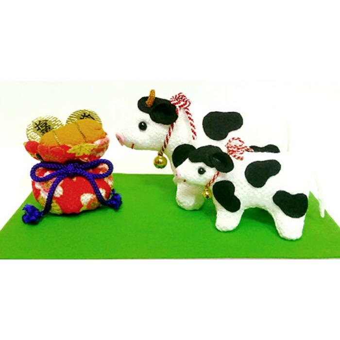 21年 干支 牛 うし 丑 手作りキット 置物 ちりめん キット しあわせ親子牛 Tog 3500 手芸屋ポピー 通販 Yahoo ショッピング