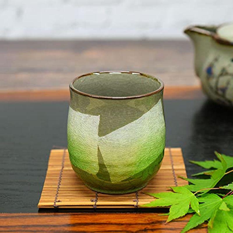 九谷焼 湯のみ 銀彩(緑) 陶器 和食器 湯呑み茶碗 日本製