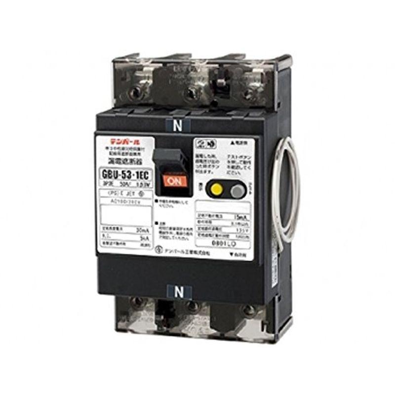 テンパール工業　単3中性線欠相保護付漏電遮断器　OC付　30mA　リード線付　30A　U5301EC3030V