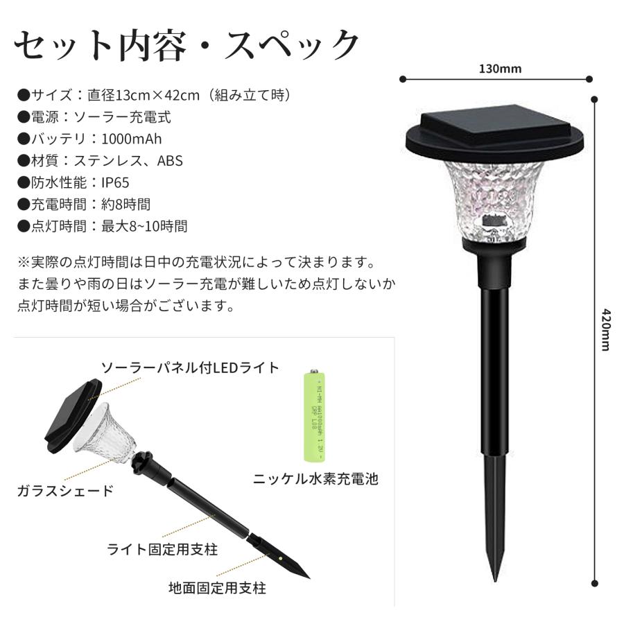 ガーデンライト LED 2個セット ガラス製 ソーラー 光の模様 屋外