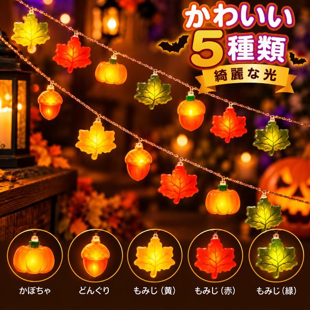 全デザインから選べる ハロウィンライト 電池式 3m 20LED