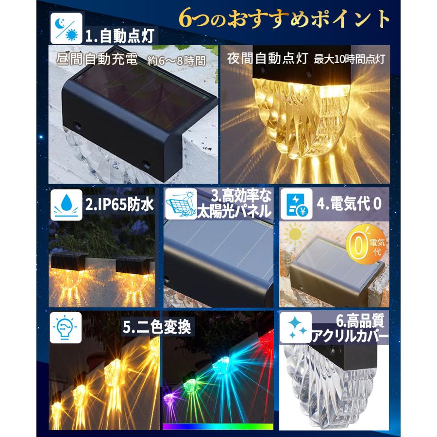 ソーラーライト 貝殻形 2個セット フェンス 階段 ガーデン ライト 暖色