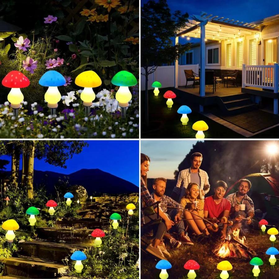 ソーラー きのこライト ガーデンライト 8個セット イルミネーション