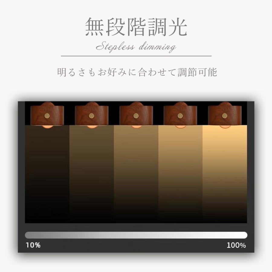 人感センサーライト 多機能 四角形 木製 USB充電式 LED 明るさ調整