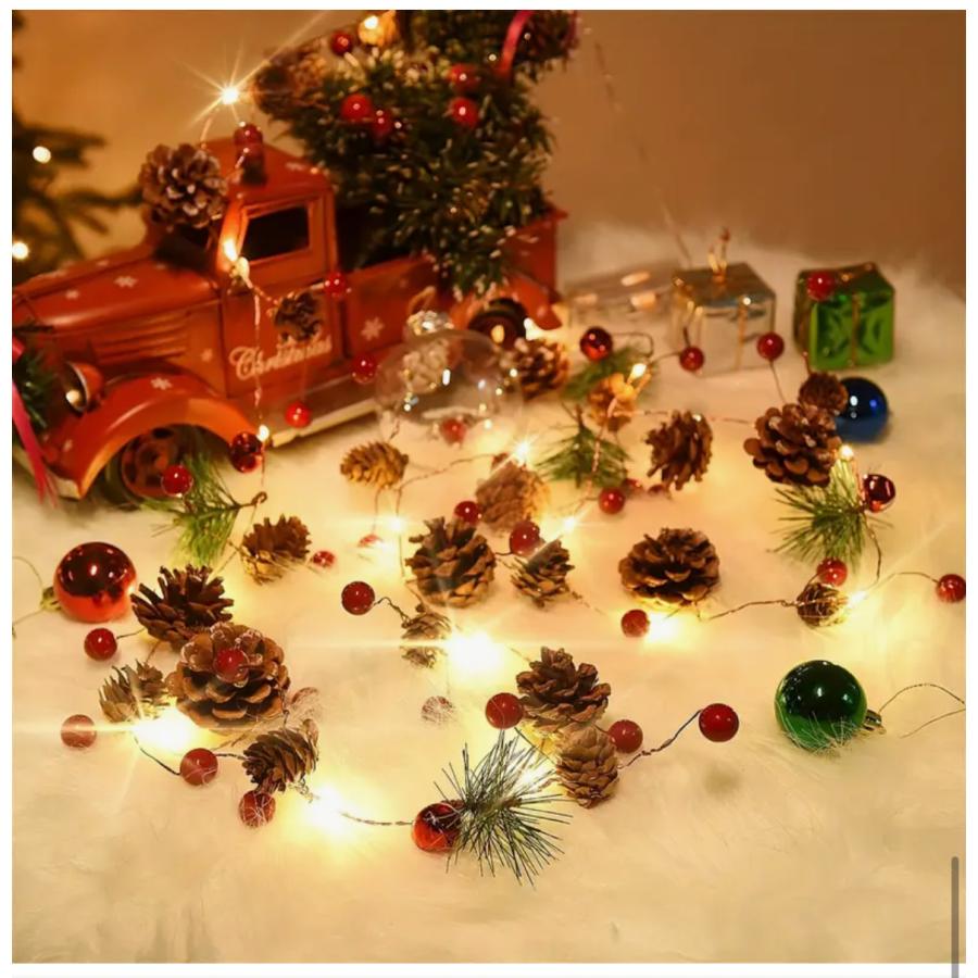 松ぼっくり イルミネーションライト LED20灯 2m 電池式 クリスマス 飾り 本物松ぼっくり 赤い実 タイプA/B 冬装飾 ガーランドライト A243A244 |  | 19