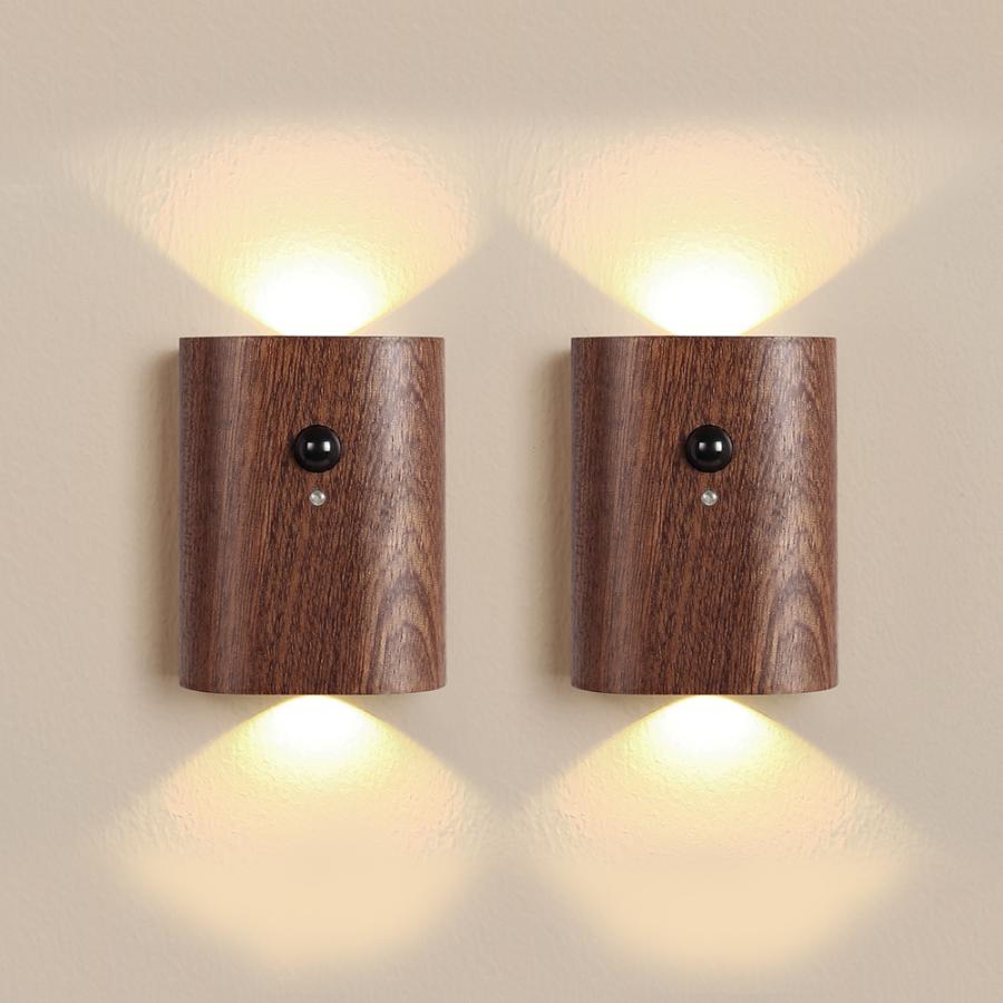 人感センサーライト ウォールライト 室内 玄関 木製 USB充電式 LED 照明 廊下 階段 LEDライト おしゃれ 屋内 小型 ブラウン 天然木 A141 |  | 16