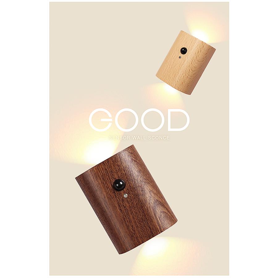 人感センサーライト ウォールライト 室内 玄関 木製 USB充電式 LED 照明 廊下 階段 LEDライト おしゃれ 屋内 小型 ブラウン 天然木 A141 |  | 20