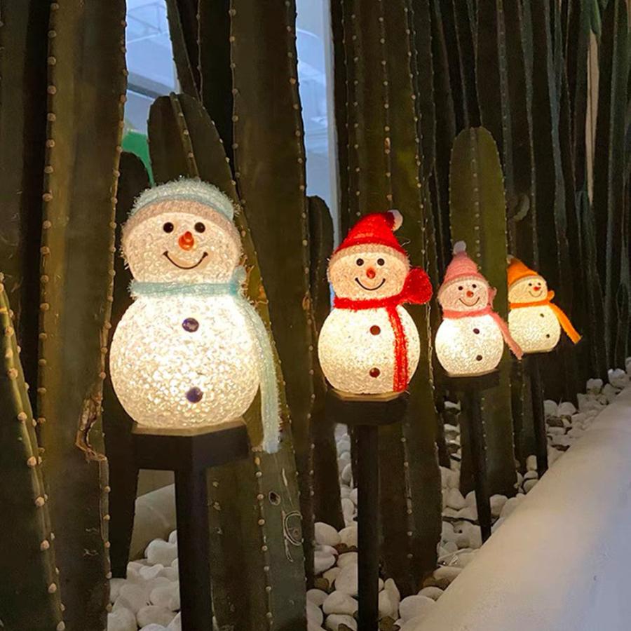 雪だるま イルミネーション LEDライト ソーラー充電 2パターン点灯