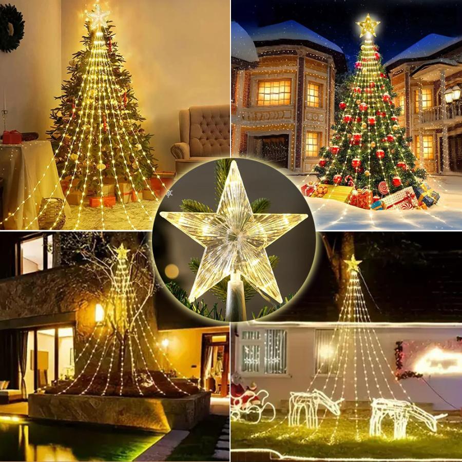 スターツリーライト ソーラー充電式 イルミネーション 3m クリスマスツリー 自動点灯 自動充電 飾り 電飾 綺麗 ガーデン 吊り下げ タイマー 防水 A102A116 |  | 05