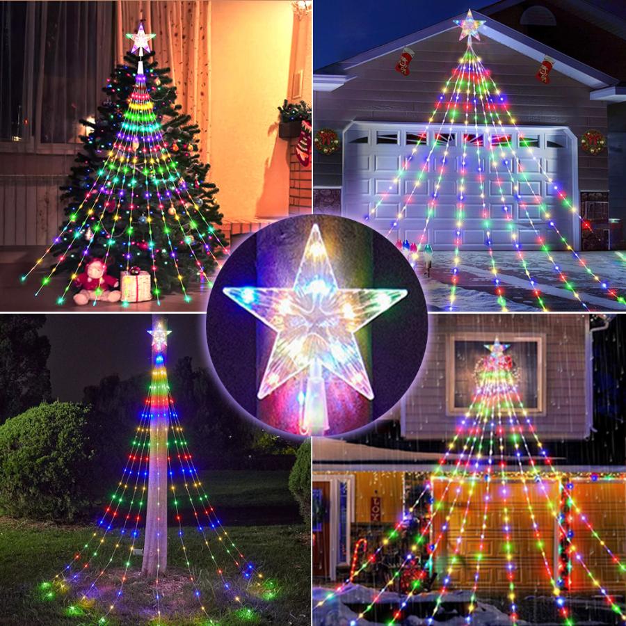 スターツリーライト ソーラー充電式 イルミネーション 3m クリスマス