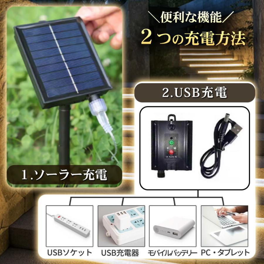 テープライト ソーラー充電 LED 5m 300LED USB充電 屋内 屋外 ライト