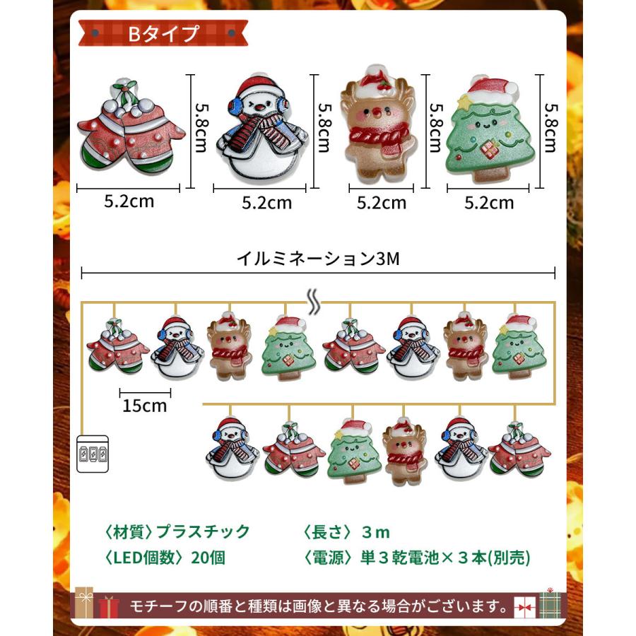 クリスマスライト LEDイルミネーション 電池式 3m クリスマス飾り 室内
