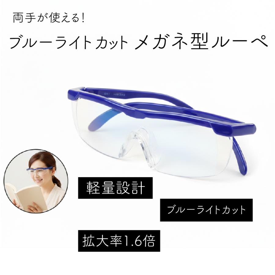 WETECH ブルーライトカット メガネ型ルーペ 1.6倍拡大鏡 両手が使える