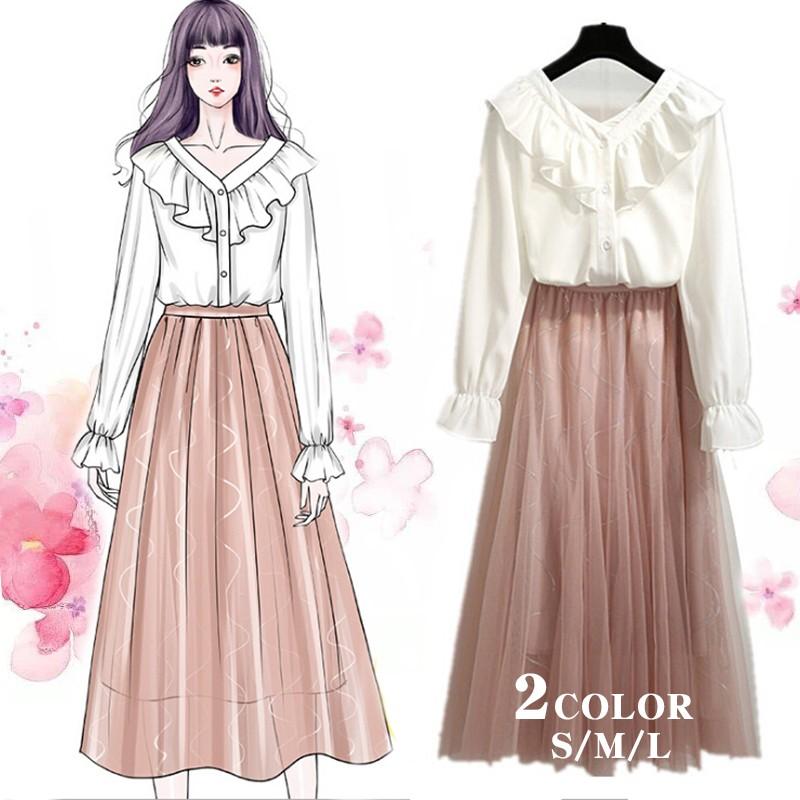 ワンピース レディース 40代 きれいめ 上品 春秋 カジュアル 夏服 通勤 トップス ブラウス スカートセット 2点セット オフィス 長袖 Aops Aura 通販 Yahoo ショッピング