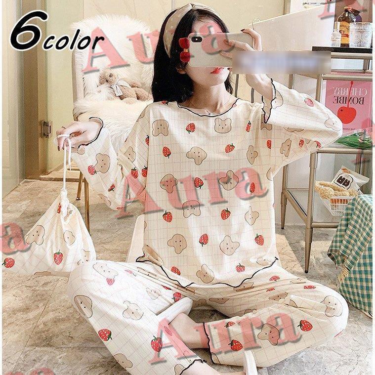 パジャマ ルームウェア レディース 春夏秋 長袖パジャマ 可愛い熊ルームウェア 上下セット 韓国風 ゆったり 部屋着 寝巻き 薄手 オシャレ ギフト Zcqttn5k4j 下着 靴下 部屋着 Editorialdismes Com