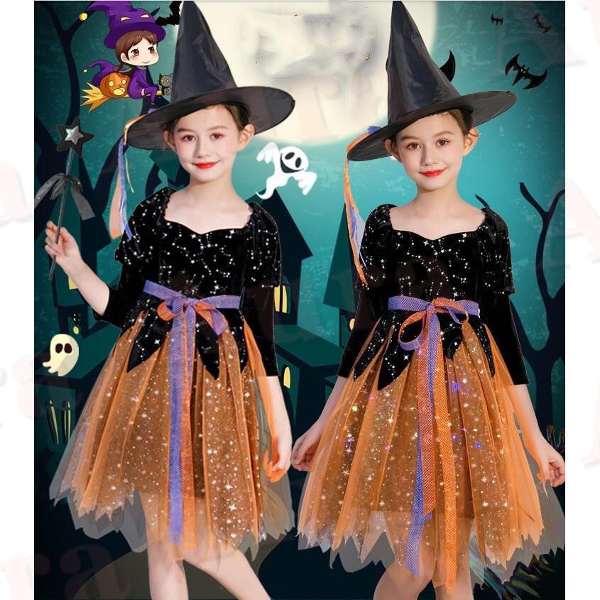 ハロウィン 魔女 子供 コスプレ ハロウィン 仮装 子供 女の子 コスチューム 衣装 子ども ドレス スカート 帽子付き パーティードレス 洋服 レース Hkd Aura 通販 Yahoo ショッピング