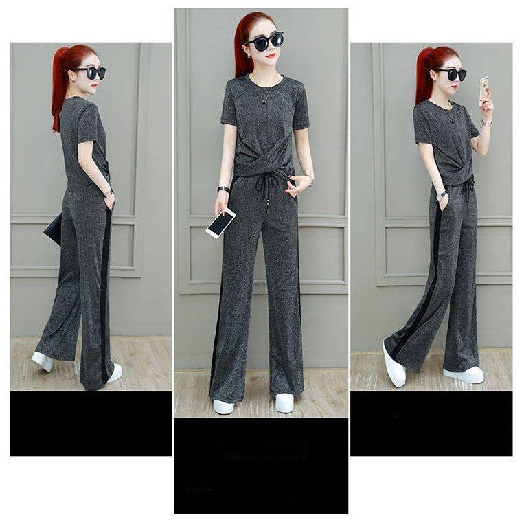 セットアップ レディース 春夏 スウェットセット ー品販売 スポーツウェア 2点セット ロング丈ワイドパンツ 部屋着 大きいサイズセットアップ 半袖tシャツ カジュアル