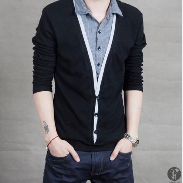 シャツ メンズ 重ね着風 重ね着 リブ ニット メンズシャツ 長袖 薄手 トップス チェック柄 Vネック メンズファッション 春服 男性 大人 Msatu6113 Aura 通販 Yahoo ショッピング
