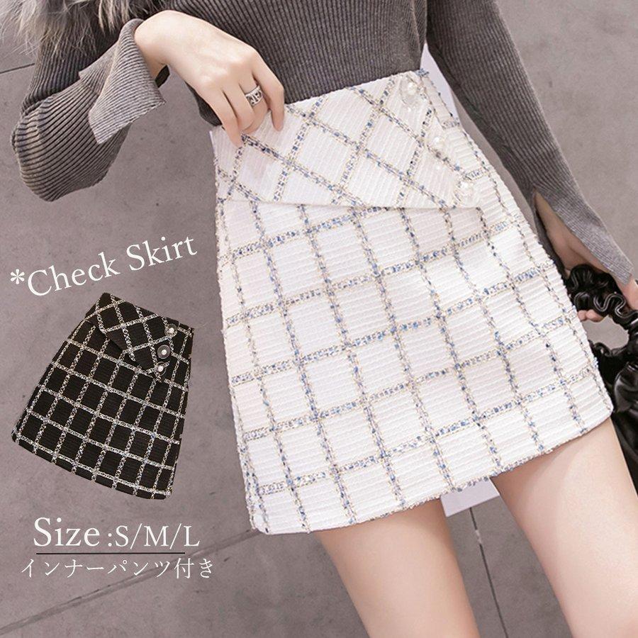 ミニスカート チェック柄 ショート タイトスカート ハイウエスト ファスナー着脱 台形スカート インナーパンツ付き Aライン 美脚 Npan Aura 通販 Yahoo ショッピング