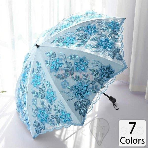 傘 レディース 可愛い 晴雨兼用 耐風 折りたたみ傘 折り畳み傘 ジャンプ おしゃれ 軽量 花柄 ビジュー キラキラ 可憐 清楚 レース ブルー ピンク Mfn9bc3zyw ファッション Aslanmoden At