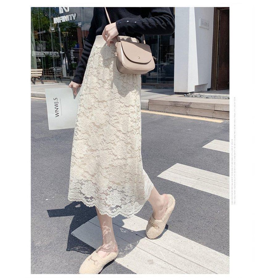 ニットスカート ロング 秋冬 レーススカート両面着れる 無地 Aライン スカート コーデ レディース 40代 白レースニットスカート ボトムス 着痩せオシャレ2色 Sgd Aura 通販 Yahoo ショッピング