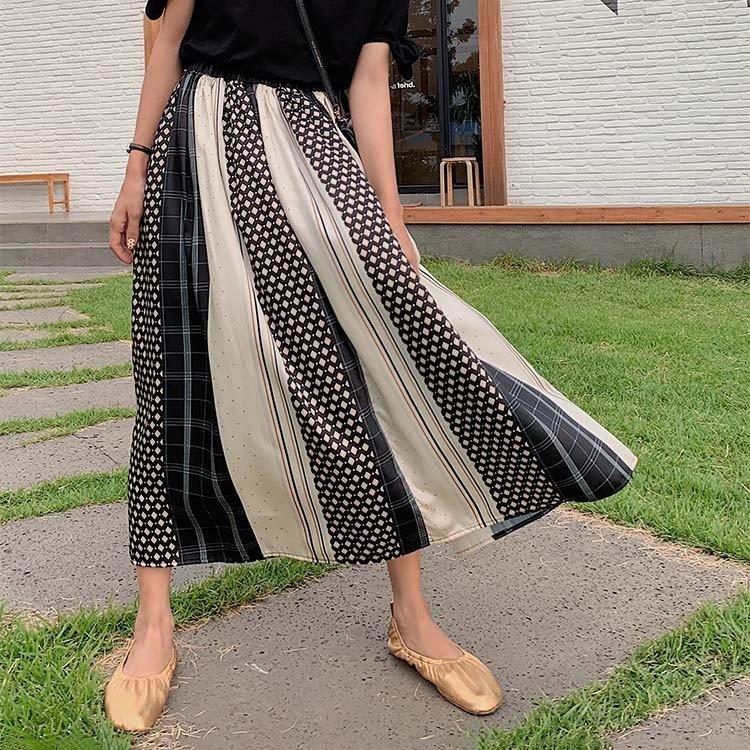 プリーツスカート レディース ロング 適切な価格 フレアスカート シフォン マキシ丈 体型カバー Aライン 切り替え 春夏 ボヘミアン風 40代 韓国 ファッション 30代 ボトムス