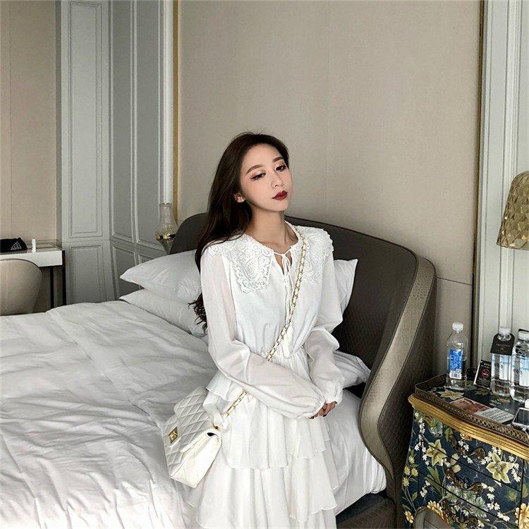 白 ワンピース レディース 黒ワンピース フリル レース きれいめ ロング ミモレ丈ワンピース コーデ ワンピ 19 春 オシャレ 30代 40代 Skwp Aura 通販 Yahoo ショッピング