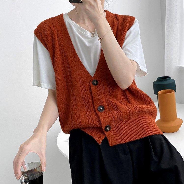 まとめ買い ベスト ニットベスト 秋 冬 トップス レディース カーディガン スクール 韓国風 仕事 学生 高校 ニット オフィス カジュアル おしゃれ 代 30代 40代 薄手 4色 プルオーバー カラー オレンジ Www We Job Com