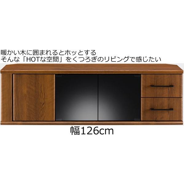 木製テレビ台 引き出し付き テレビ台 キャスター付き 木製 引き出し 収納 ガラス扉 幅126cm 背面