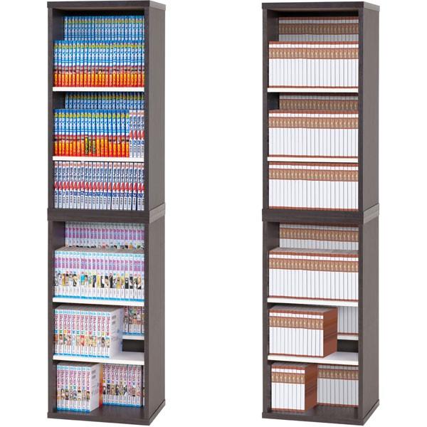 本棚 CD DVDラック スリム ロータイプ 前後棚 コミック収納 木製