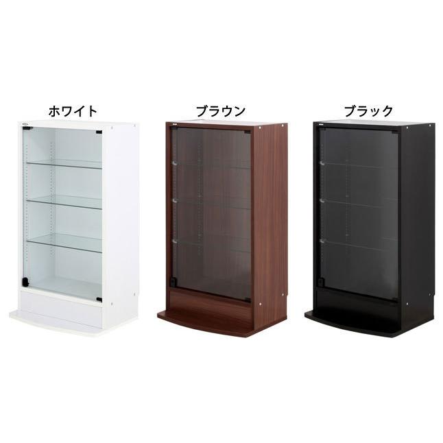ダークブラウン ガラスケース 収納棚付き コレクションケース ディスプレイラック ガラス扉 棚板追加可能 幅54