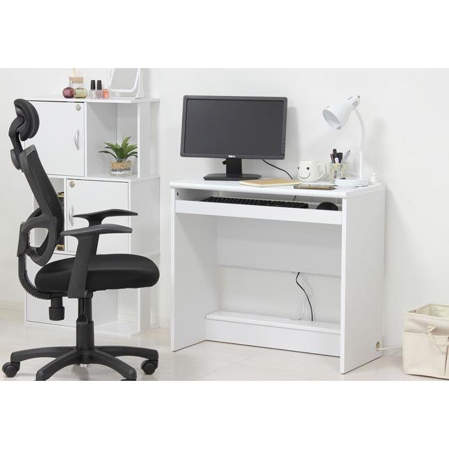 デスク スライド棚付き フットレスト付き 木製 幅80 高さ70 : 収納家具