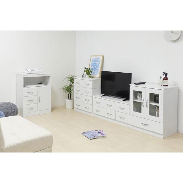 ローチェスト 引き出し収納 2段 ワイドタイプ テレビ台 木目調 木製