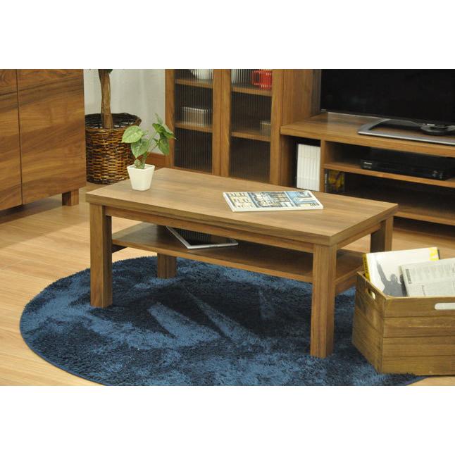 ローテーブル センターテーブル 棚付き 抗菌加工 木目調 幅90 高さ40