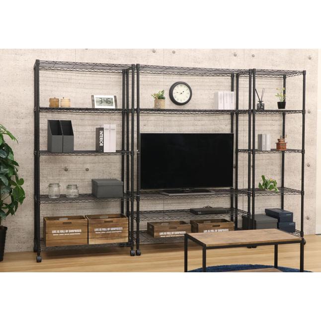 スチールラック　5段　幅90cm メタルラック　ブラック スチールラック 収納ラック 収納棚 5段 幅90cm メタルラック