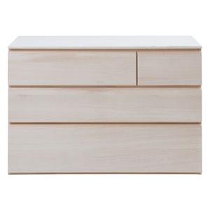 桐材日本製オーダー収納チェスト３段光沢ホワイトW75×D35cm 出品6月末まで 桐タンス 3段4杯 ワイド クローゼット収納チェスト キャスター付 幅