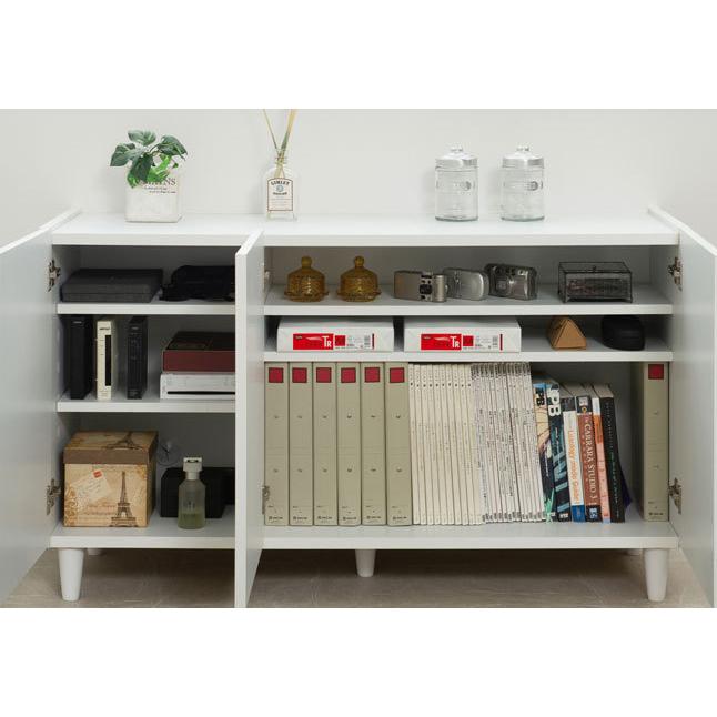 キャビネット 扉収納 ホワイト 脚付き 完成品 日本製 幅118 高さ