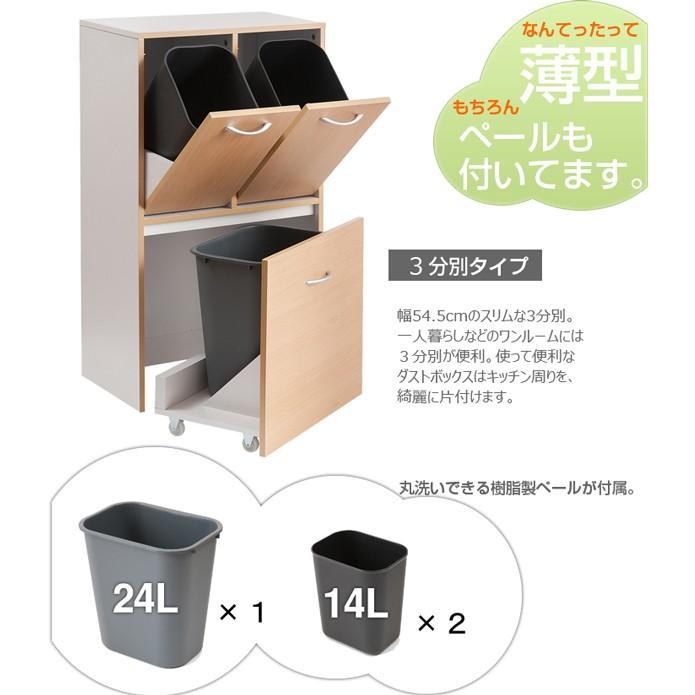 国内先行発売 ゴミ箱 キッチン 薄型 大容量 収納 3分別 2段 50l 50リットル ダストボックス