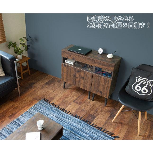ダークブラウン木製キャビネット 60cm キャビネット 収納棚 ヴィンテージ風 木製 ブラウン 幅61 : 収納