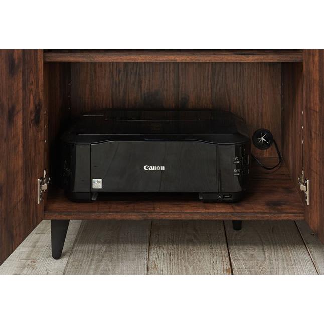 キャビネット 扉収納 ヴィンテージ風 ブラウン 脚付き 引き出し収納 幅